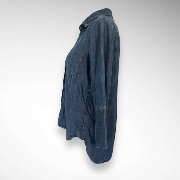 BELLA DAHL Women's Shirt Tail Button Down Chambray Denim Shirt Size Small | EUC - Picture 4 of 8